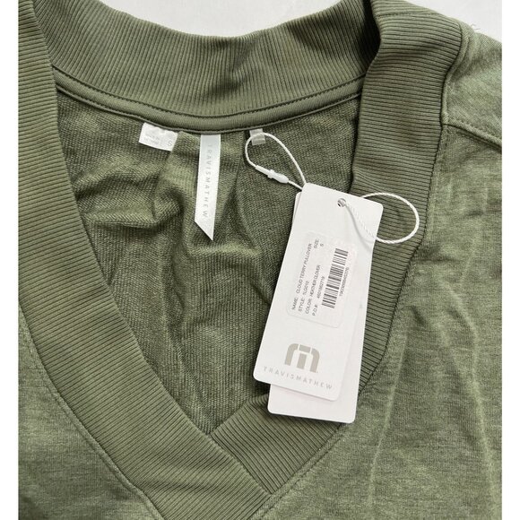 Travis Mathew Cloud French Terry Pullover Sweatshirt in Heather Clover - Picture 3 of 4